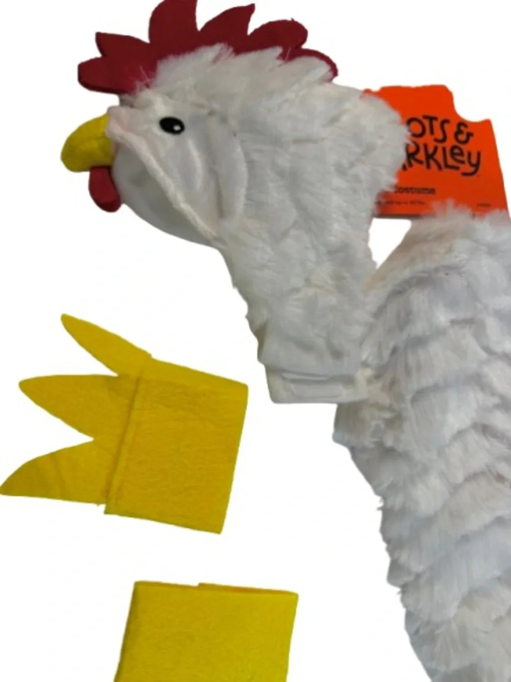 Chicken Costume with White Plush Body and Yellow Feet